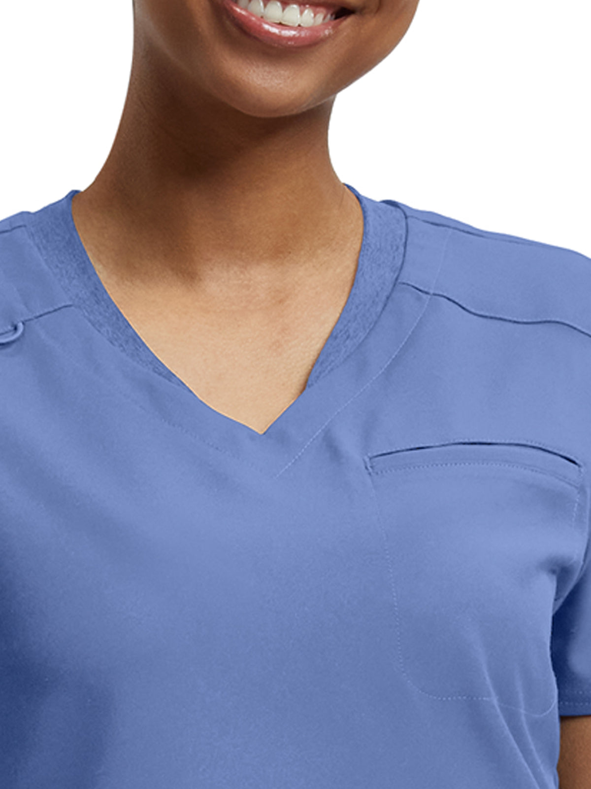 Women's Knit Collar V-Neck Scrub Top