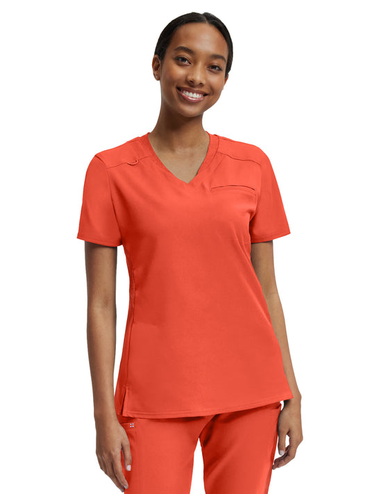 Women's Knit Collar V-Neck Scrub Top