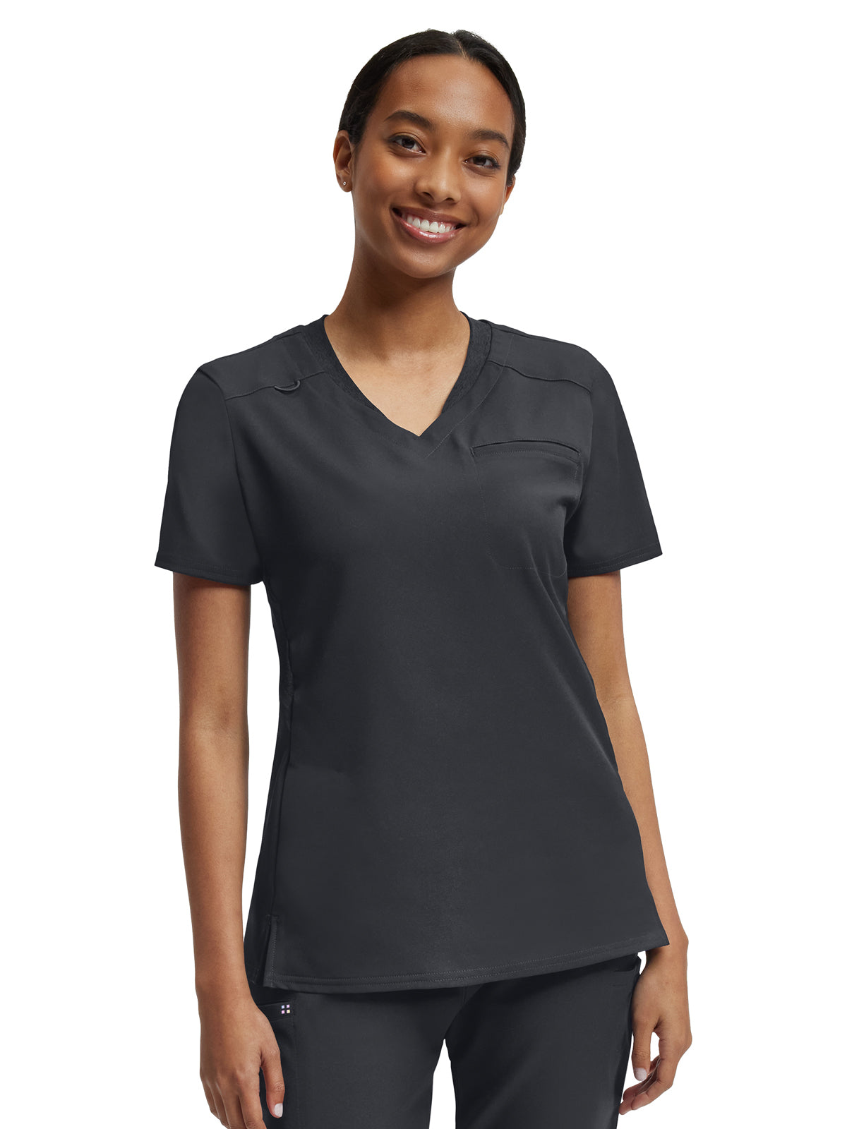 Women's Knit Collar V-Neck Scrub Top