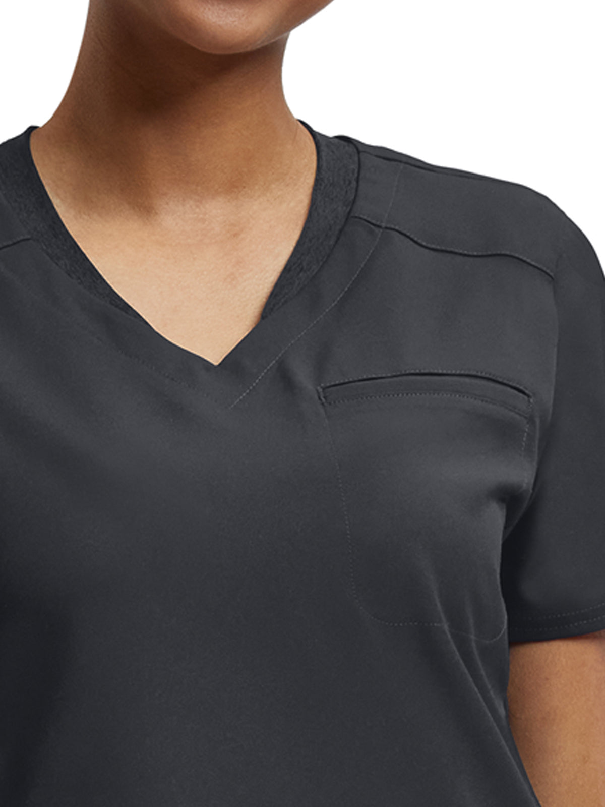 Women's Knit Collar V-Neck Scrub Top