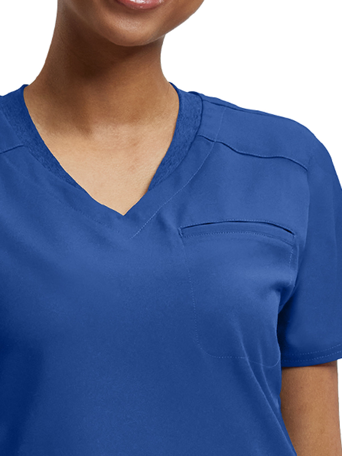 Women's Knit Collar V-Neck Scrub Top