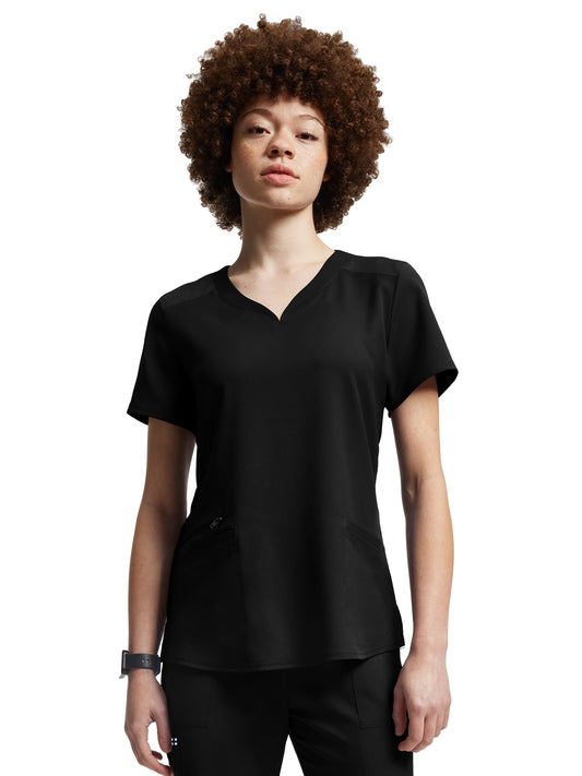 Women's Curved V-Neckline Scrub Top