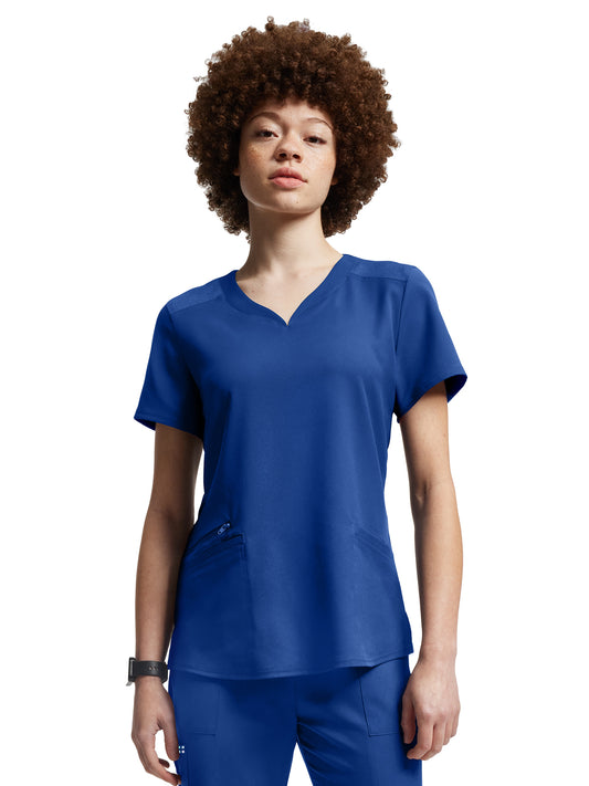 Women's Curved V-Neckline Scrub Top