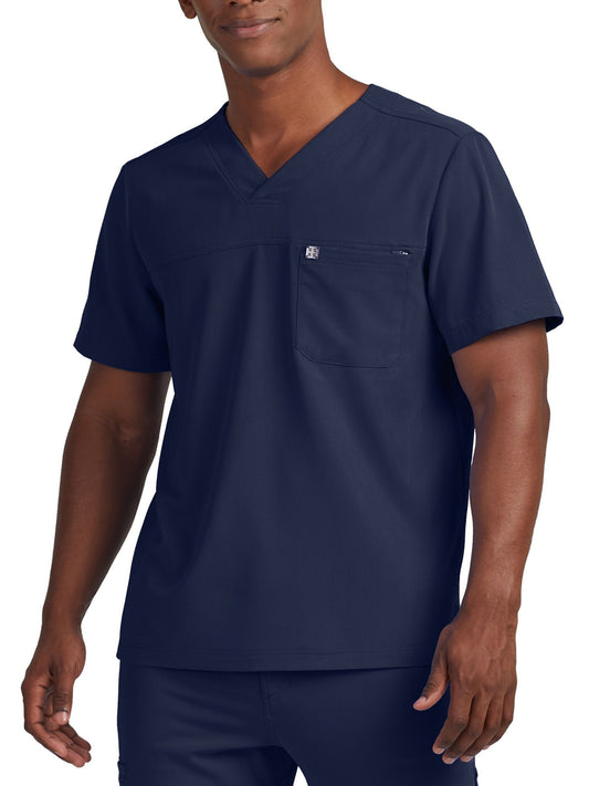 Men's 2-Pocket Fluid Resistant V-Neck Scrub Top