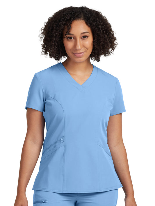 Women's 3-Pocket Princess Seams V-Neck Scrub Top