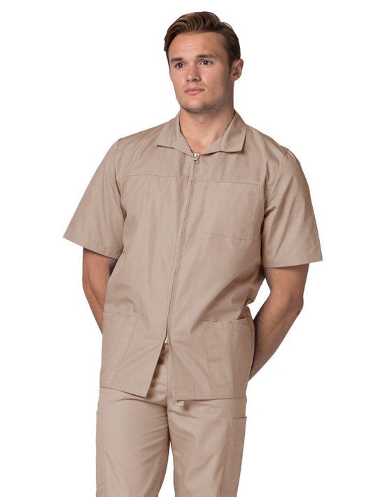 Men's Zippered Short Sleeve Scrub Jacket