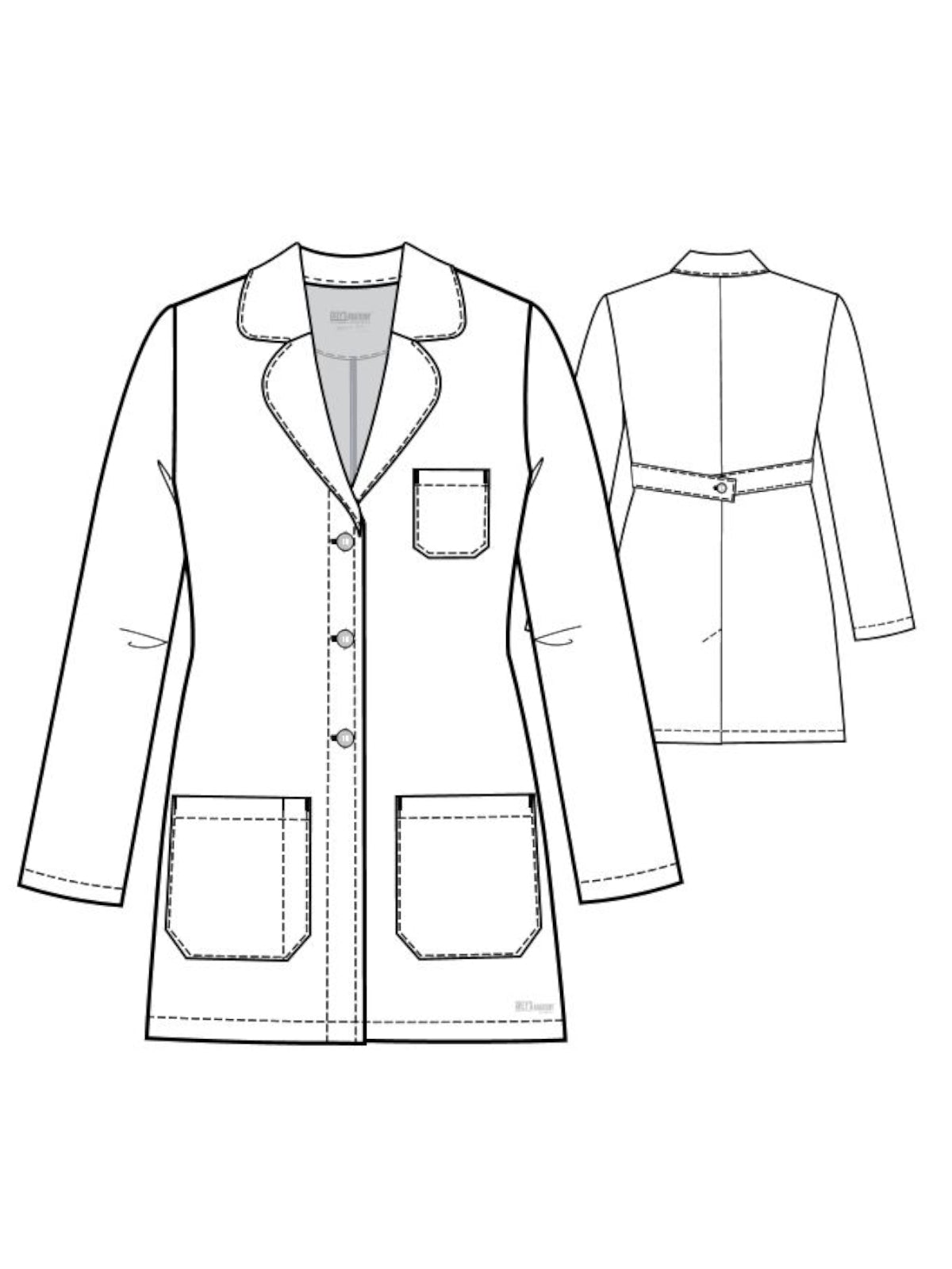 Women's Three-Pocket Round Notch Collar 32" Brooke Lab Coat