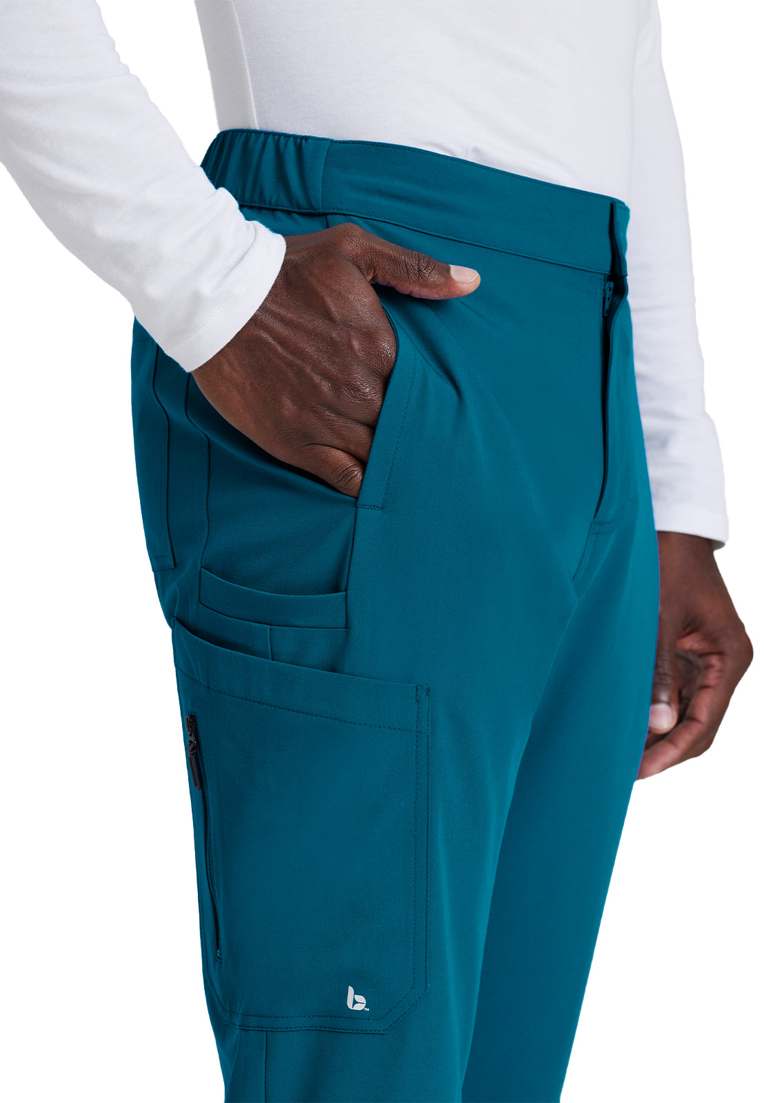 Men's 7 Pocket Button Slim Straight Scrub Pant