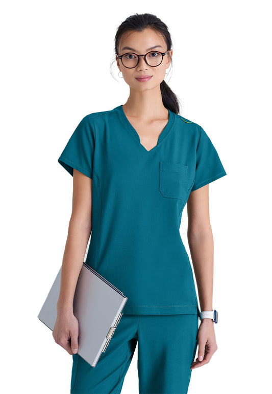 Women's Banded-V-Neck Sway Tuck-In Scrub Top