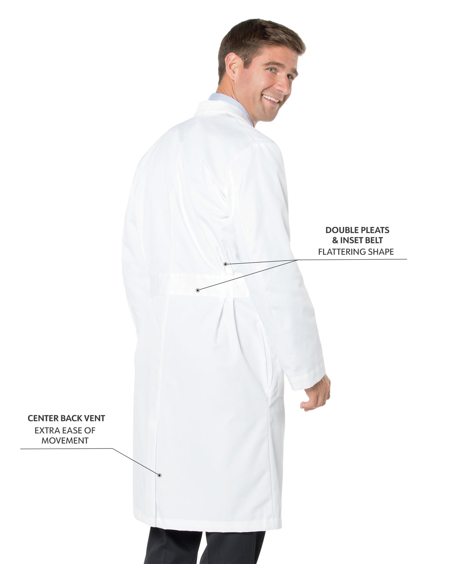 Men's Three-Pocket 43.5" Full-Length Lab Coat