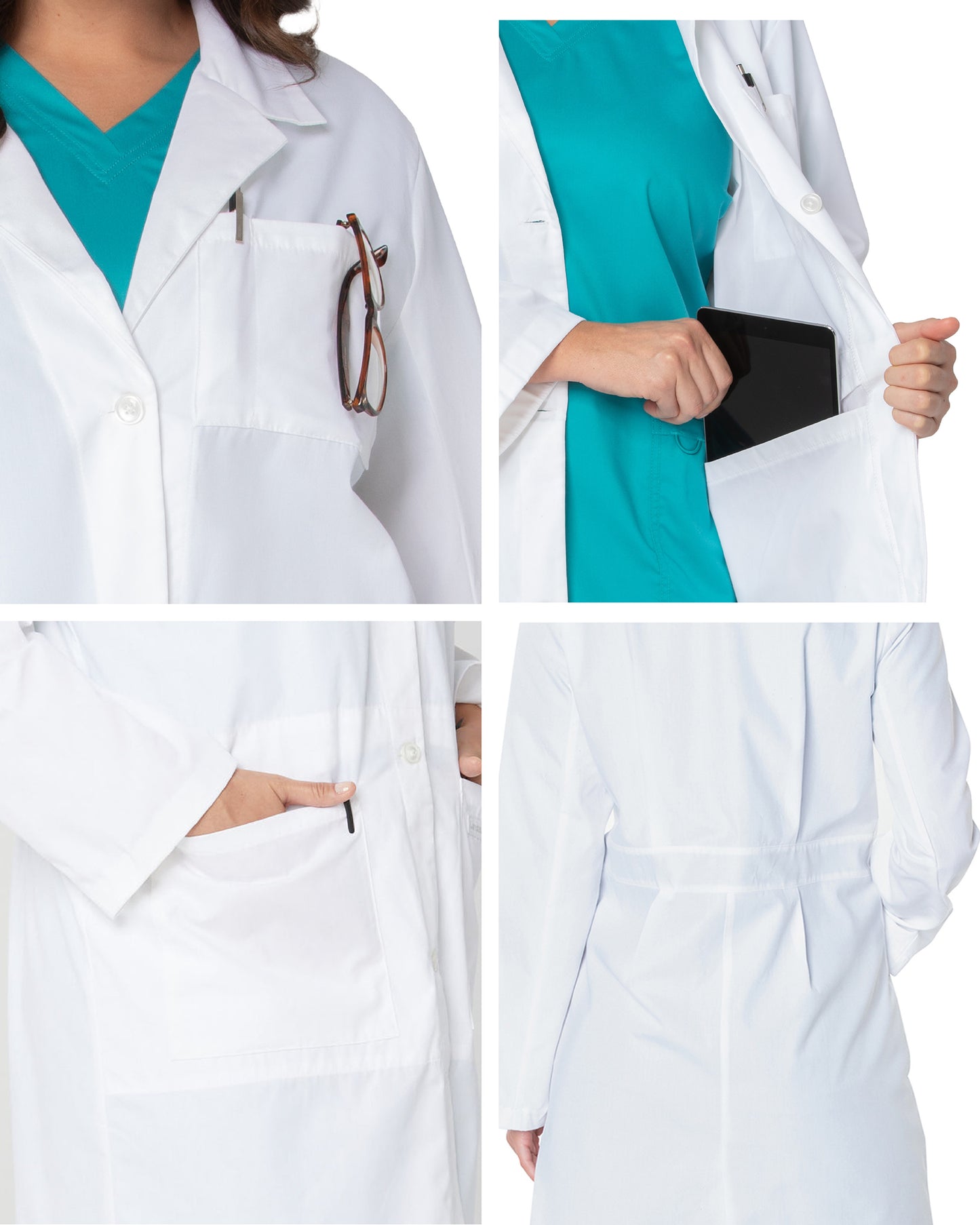 Women's Five-Pocket 36.5" Full-Length Tablet Lab Coat