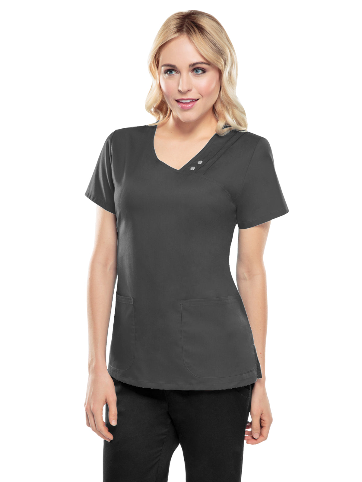 Crossover V-Neck Pin-Tuck Top