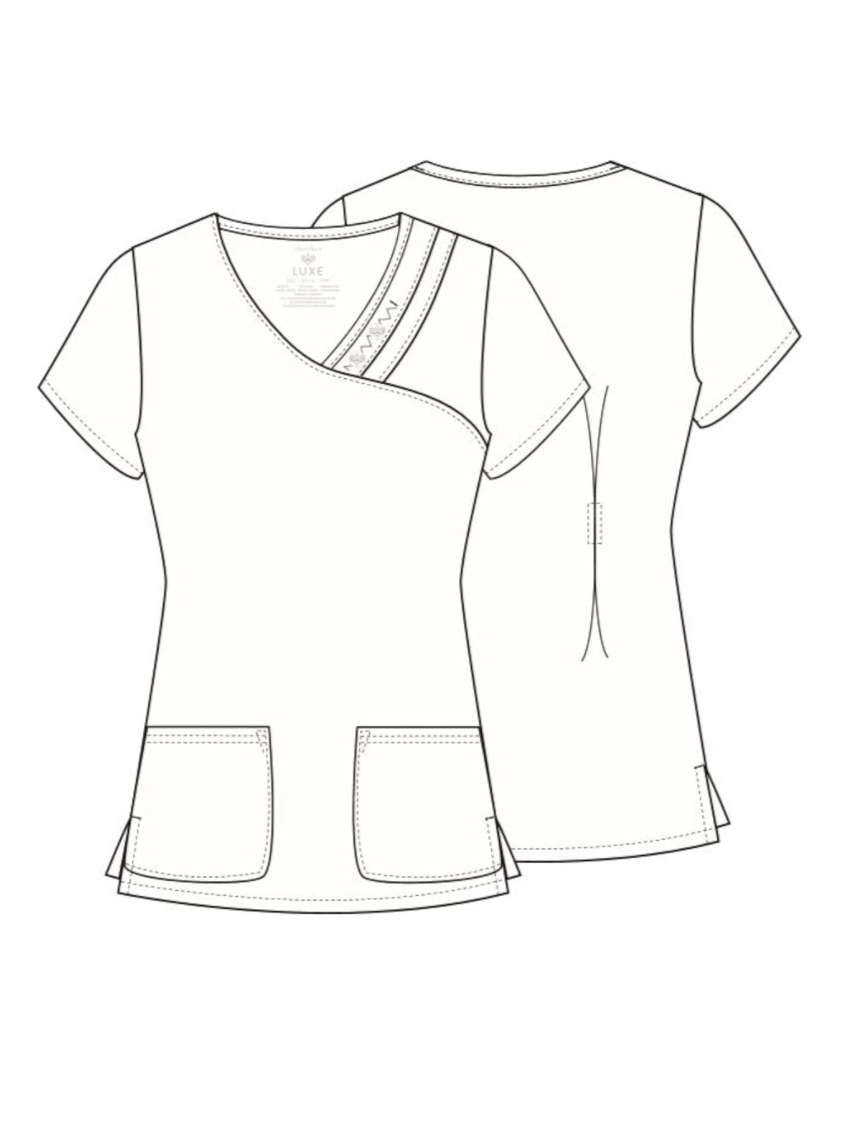 Crossover V-Neck Pin-Tuck Top