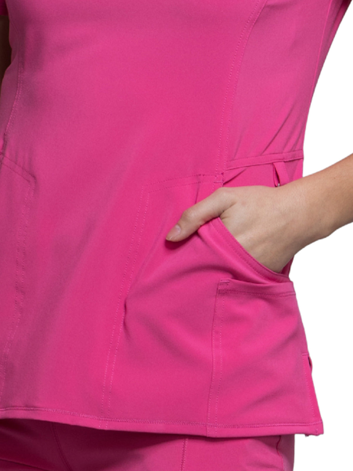 Women's 4-Pocket Mock Wrap Scrub Top