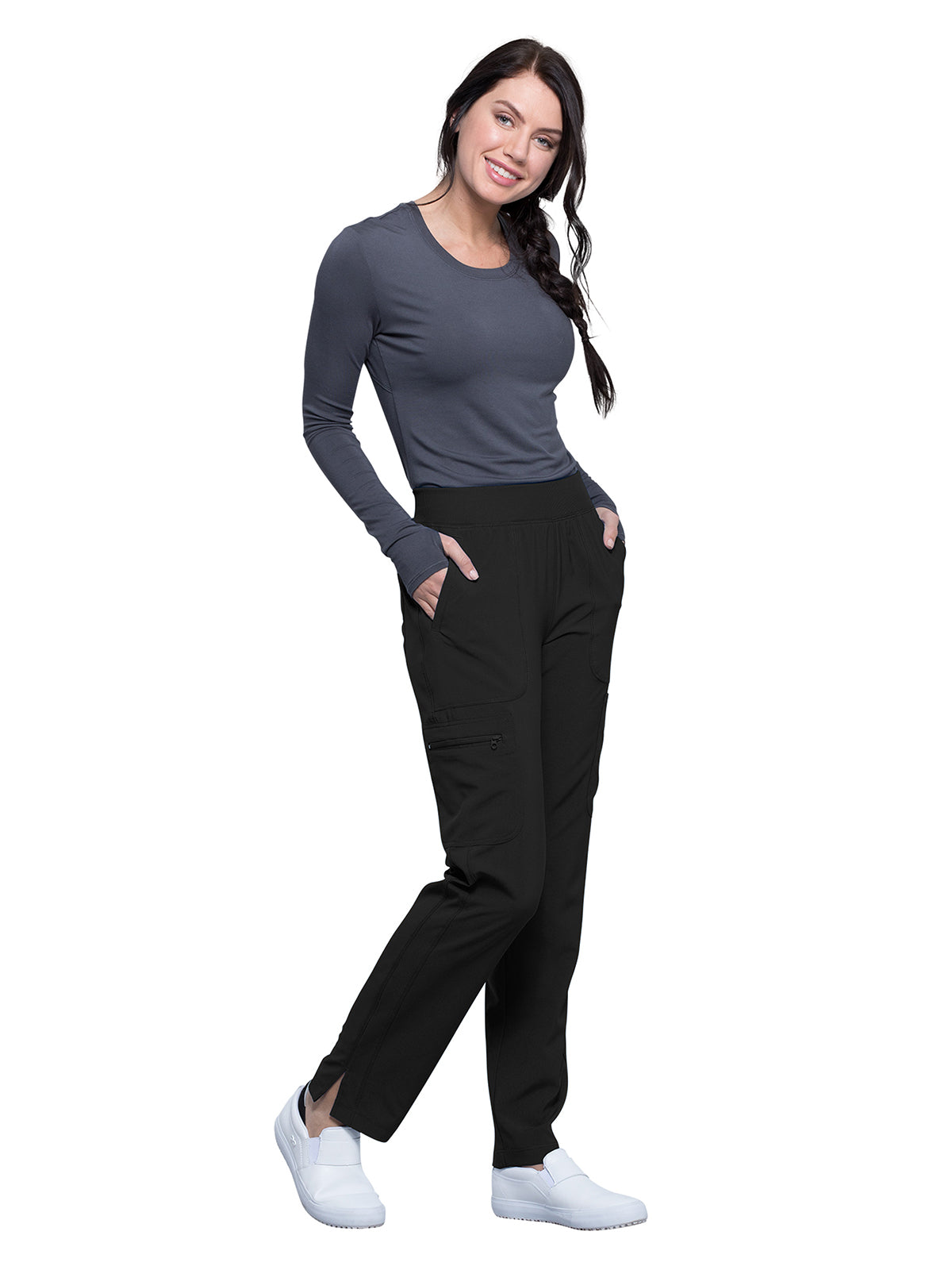 Mid Rise Tapered Leg Pull-on Rib-Knit Waistband Pant