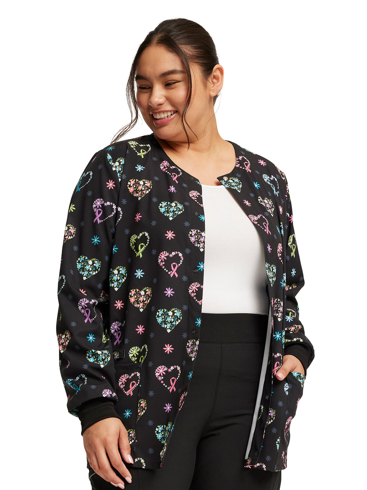 Women's Snap Front Print Warm-up Jacket