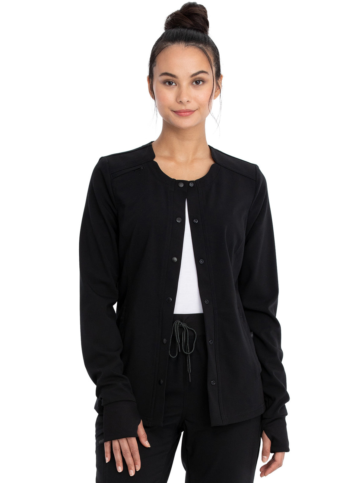 Notched Collar Snap Front Jacket
