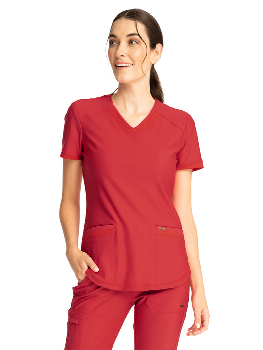 Women's Curved Hemline V-Neck Scrub Top