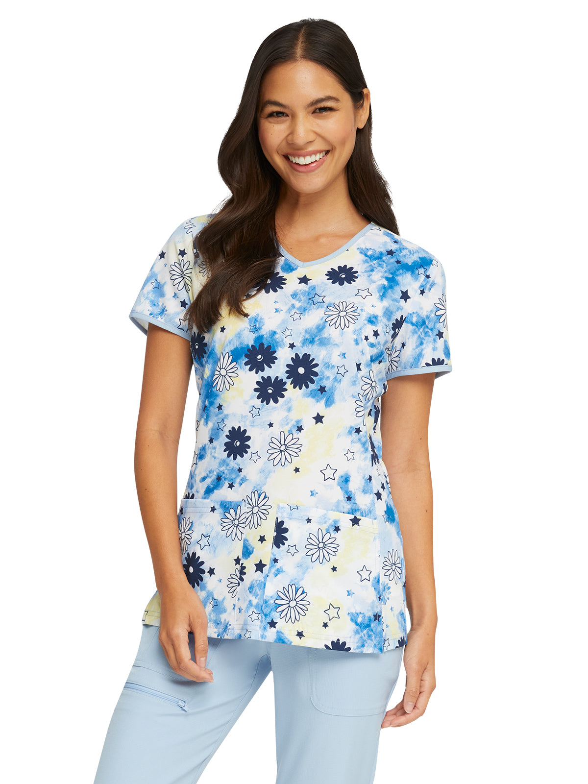 Women's V-Neck Print Top in Daisy Spirit