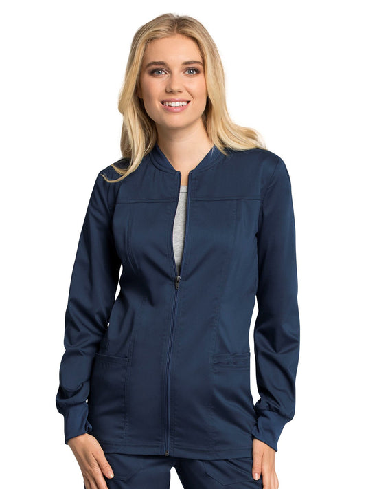 Women's 1-Pocket Zip Front Scrub Jacket