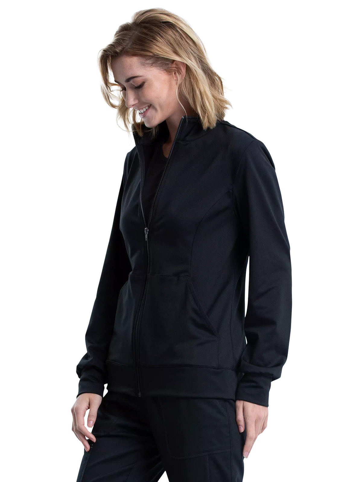 Women's 3-Pocket Zip Front Knit Scrub Jacket