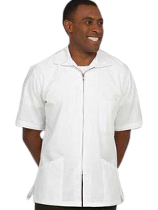 Unisex Three-Pocket Zip Front Short-Sleeve Lab Shirt
