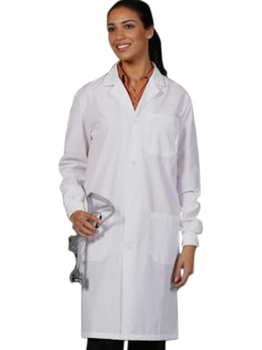 Unisex Three-Pocket 40" Cuff-Sleeve Full-Length Lab Coat