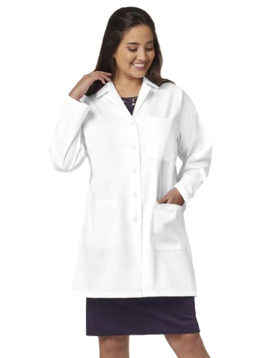 Women's Three-Pocket 34" Mid-Length Button Closure Lab Coat