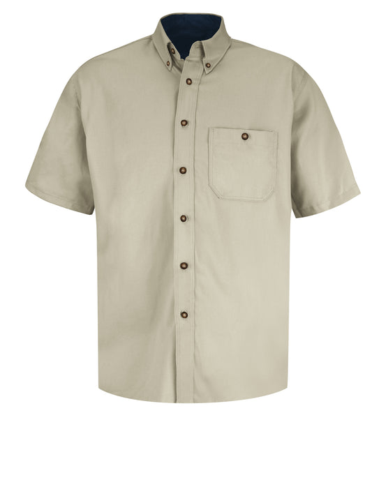 Men's Short Sleeve Cotton Contrast Dress Shirt