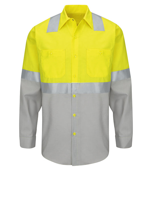 Men's Hi-Visibility Long Sleve Ripstop Work Shirt