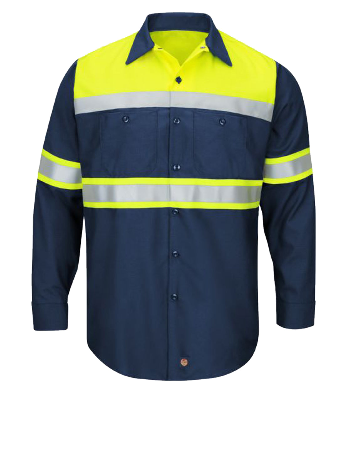 Unisex Hi-Visibility Long Sleeve Color Block Ripstop Work Shirt - Type O, Class 1