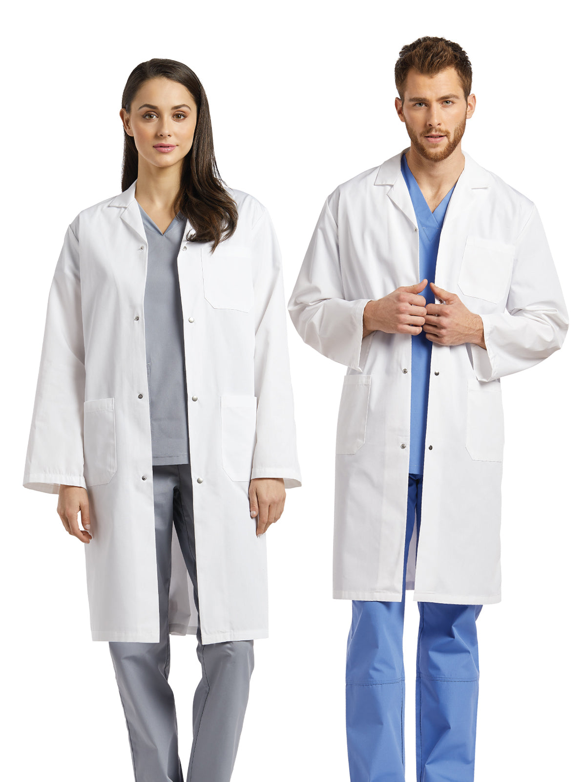 Unisex Snap Front Full-Length Lab Coat